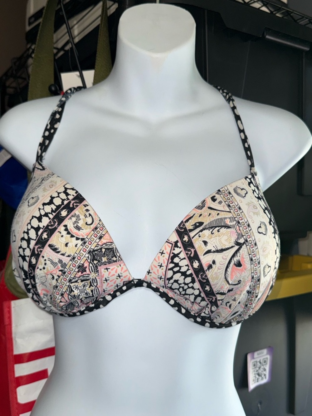 Victoria secret Printedw Push-Up swim top Pink/Black 36D